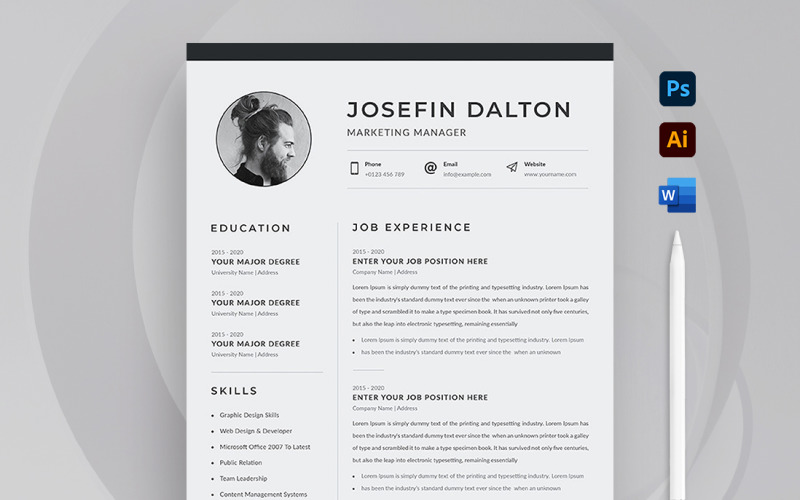 Modello di curriculum premium di Josefin Dalton