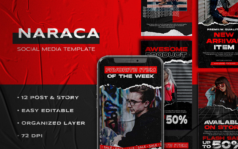 Naraca - Instagram Stories und Post Template Urban Fashion Social Media