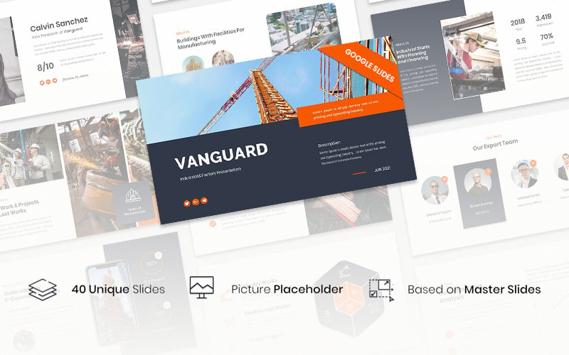 Vanguard - Google Slides-Vorlage für Industrie und Fabrik