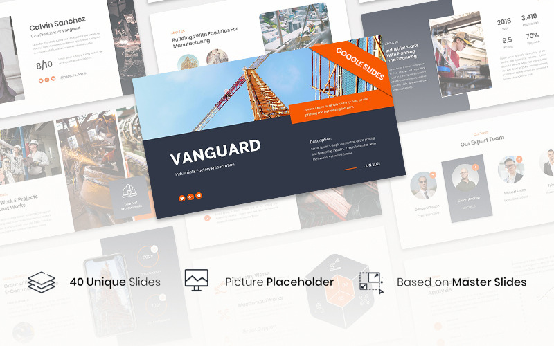 Vanguard - Modèle de diapositives Google industrielles et d'usine