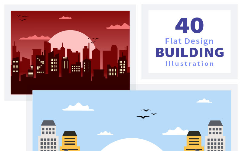 40 edifici sfondo illustrazione