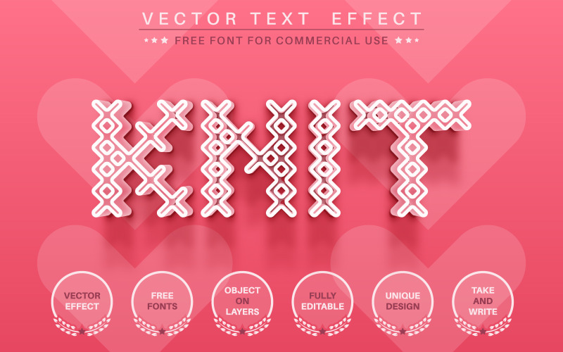 Knitted Heart - Editable Text Effect, Font Style, Graphics Illustration
