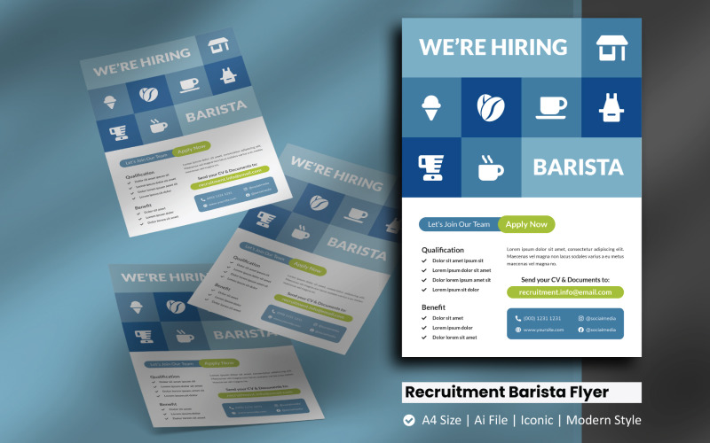 Recruitment Barista Flyer Corporate Identity Template