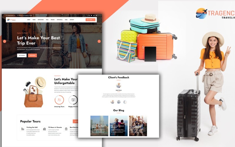 Szablon HTML5 strony docelowej biura podróży Tragency