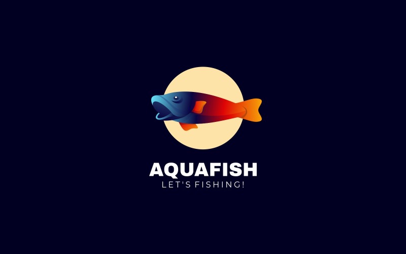 Aqua fish Gradient Colorful Logo Template
