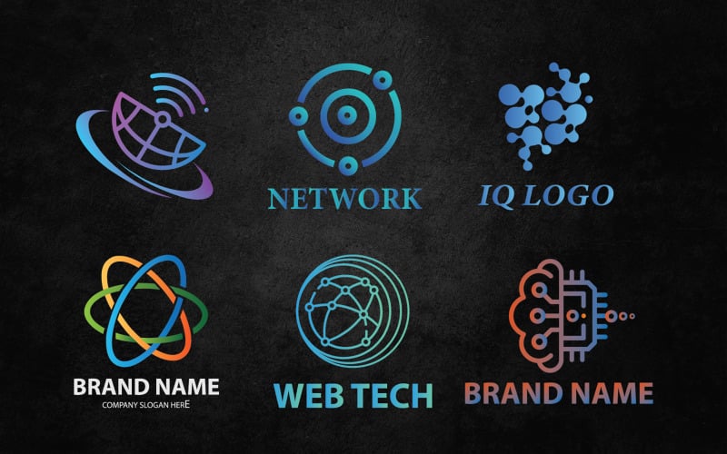 Ensemble de conception de logo de technologie numérique
