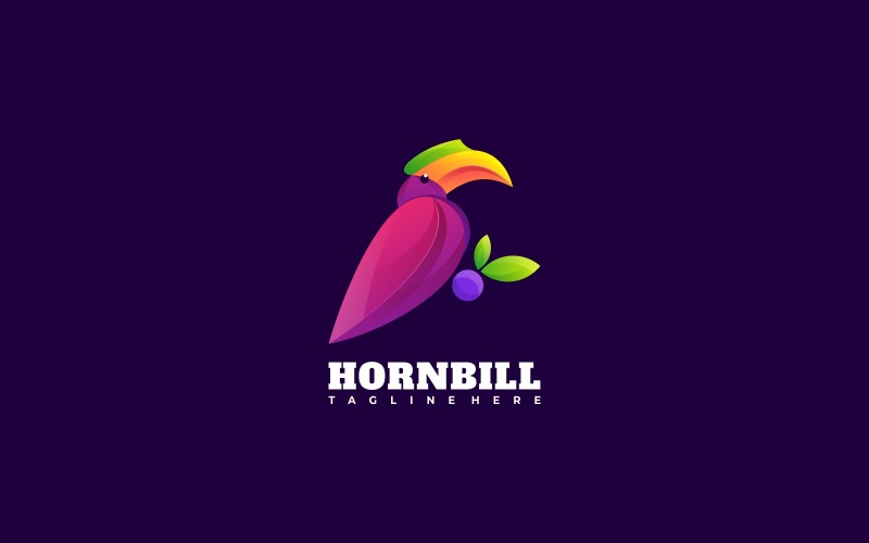Красочный шаблон логотипа Hornbill Gradient Colorful