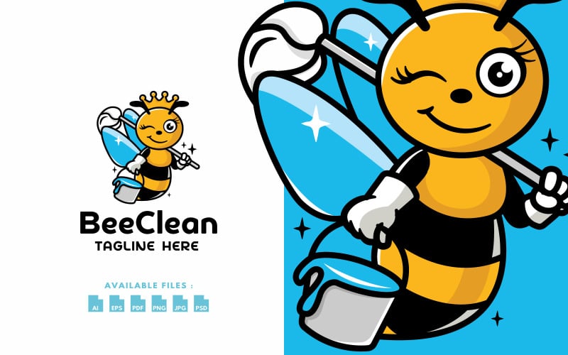 Logo amical de nettoyage d'abeille
