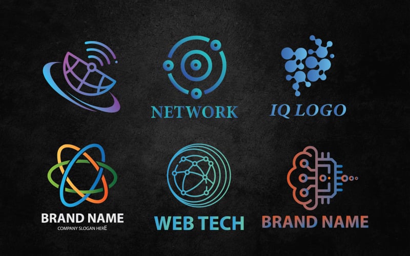 Logo-Design-Set für digitale Technologie