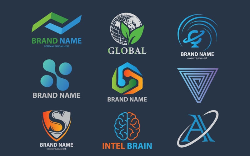 Yaratıcı Benzersiz İş Logo Tasarım Seti