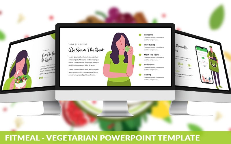 Fitmeal - vegetariánská powerpointová šablona