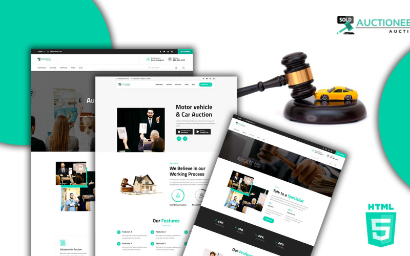 Auctioneer - Plantilla de sitio web HTML5 de subastas