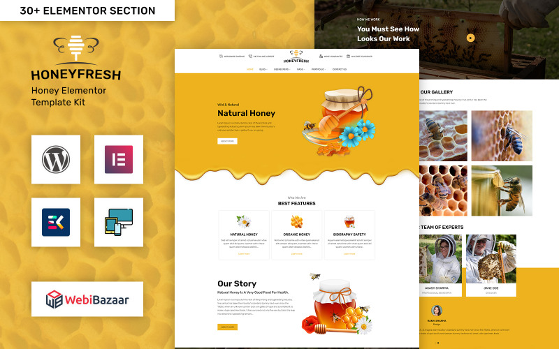 Honeyfresh - Honey Farm & Production Elementor WordPress-sjabloon
