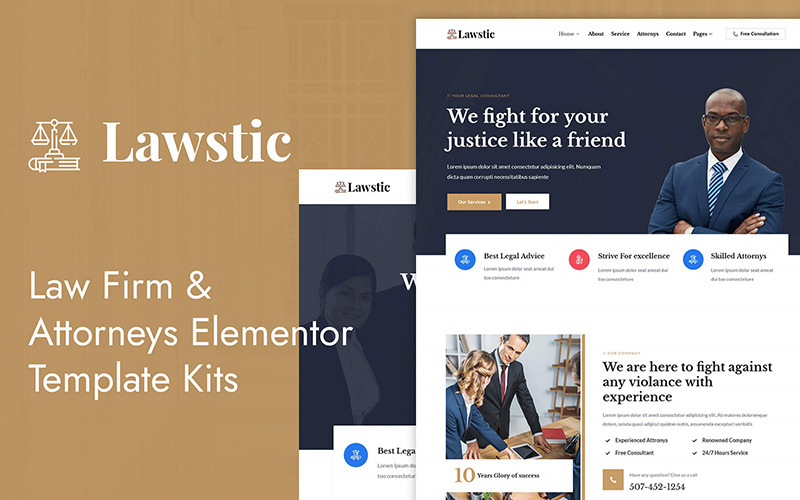 Lawstic - Kit de modèles d'avocat avocat Elementor