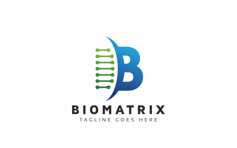 Modelo de logotipo da Biomatrix B Letter Tech