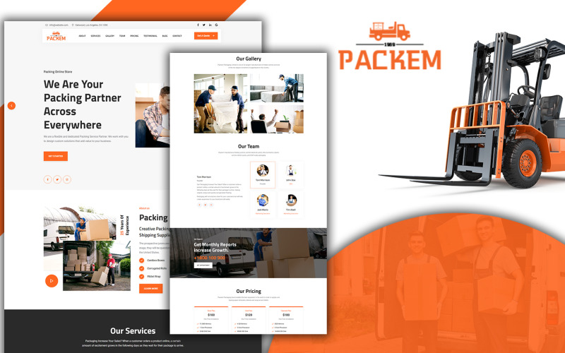Packem 运输和物流登陆页面 HTML5 模板