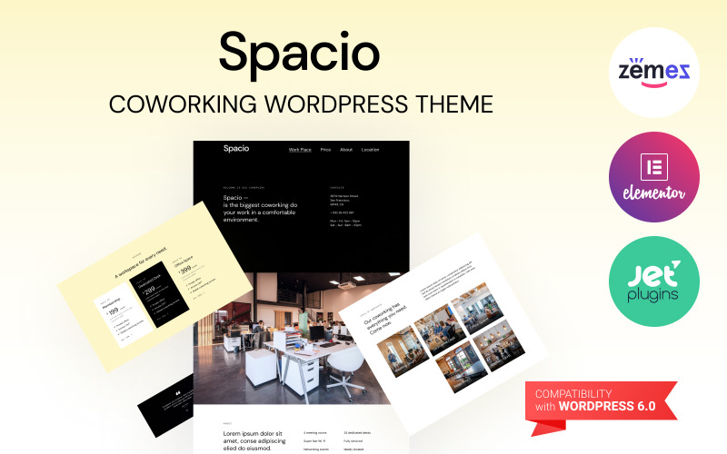 Spacio - Coworking WordPress Téma, které spojuje pracovníky