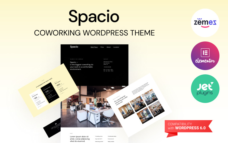 Spacio - тема WordPress для коворкінгу та оренди робочих місць