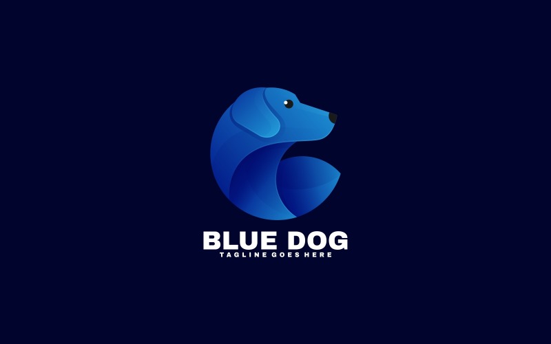 Blauer Hund Farbverlauf Buntes Logo