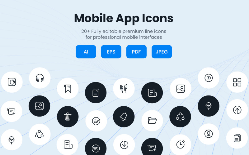 Ensemble d'icônes d'application mobile créative
