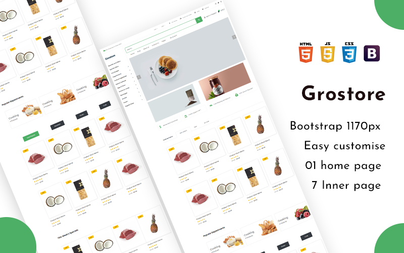 Grostore – élelmiszerbolt e-kereskedelmi bolt webhelysablonja