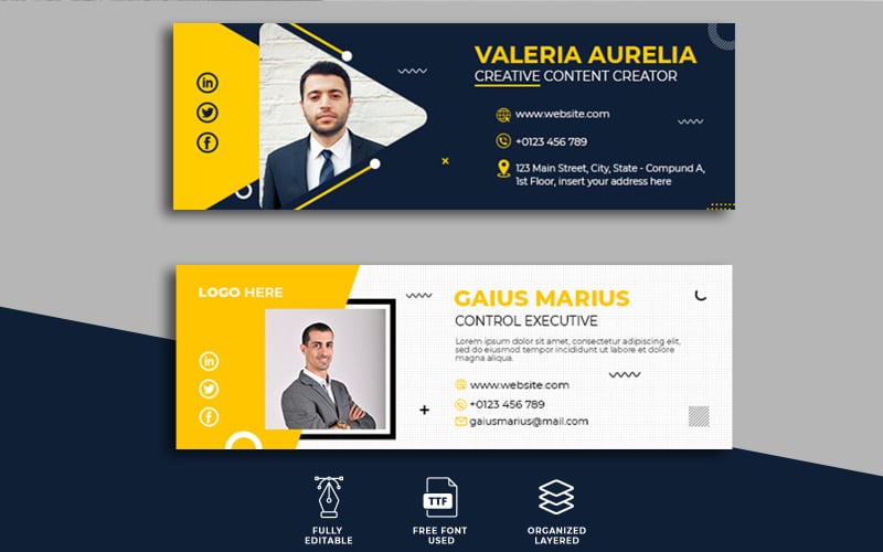 Modello di firma e-mail professionale Social Media