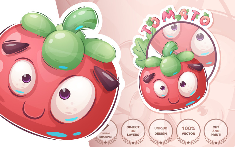 Cartoon karakter grappige tomaat - naadloze patroon, grafische patroon illustratie