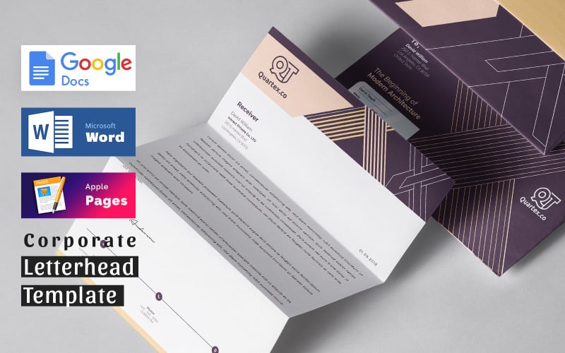 Modèle de papier à en-tête modifiable Mme Word Google Docs Pages Apple