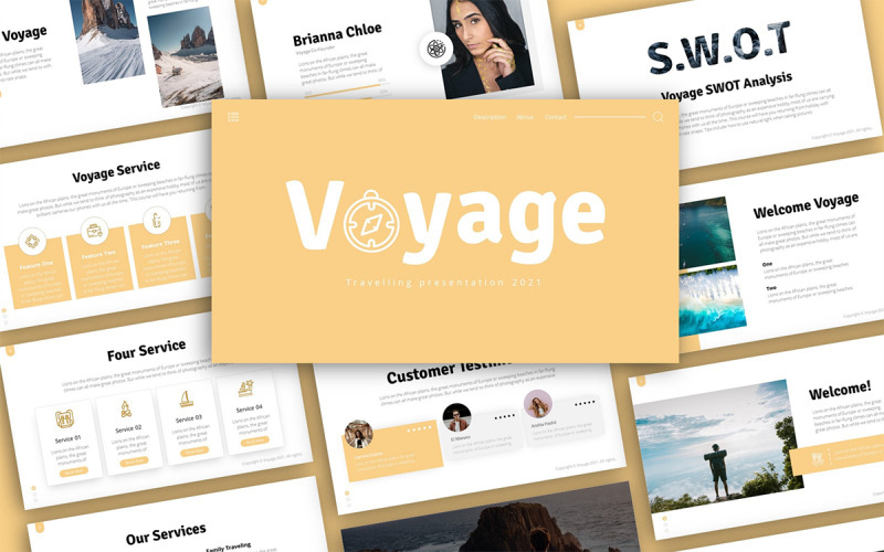 Modelo de PowerPoint de apresentação Voyage Traveling