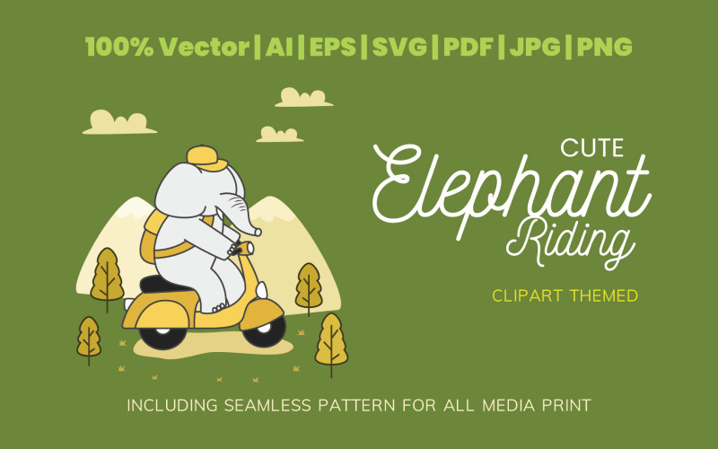 Tema för gullig elefantridningillustration