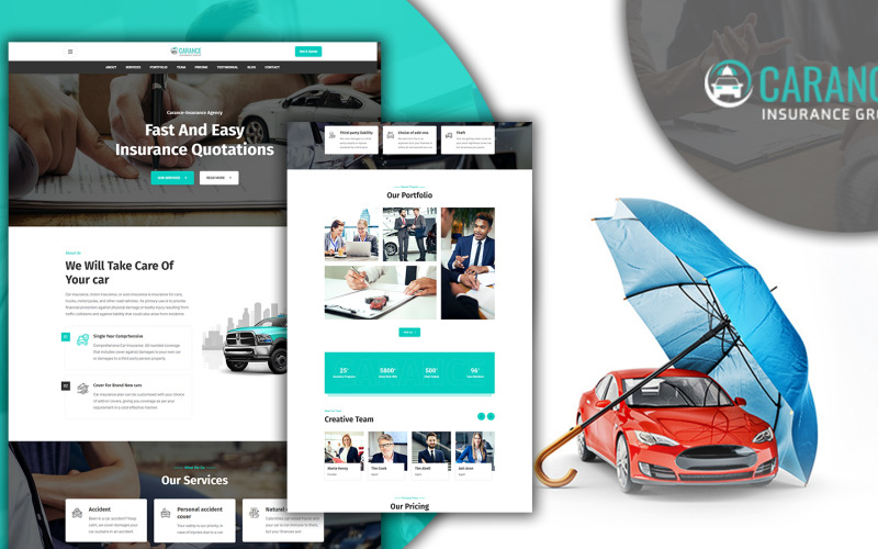 Carance - 汽车保险 HTML5 语言页面模板