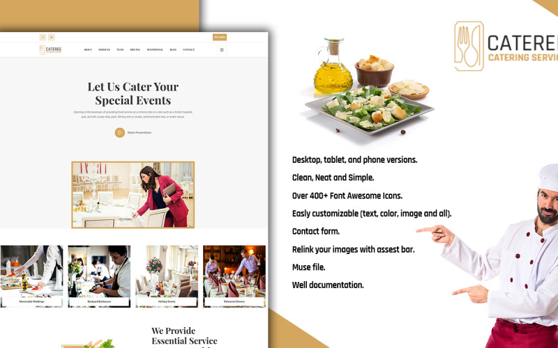 Cateree - Página inicial HTML5 de serviços de catering