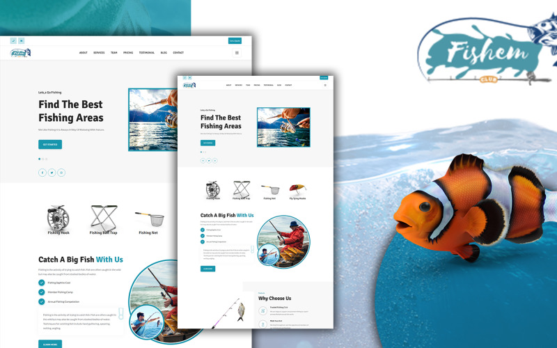 Fishem - HTML5 шаблон целевой страницы для рыбалки