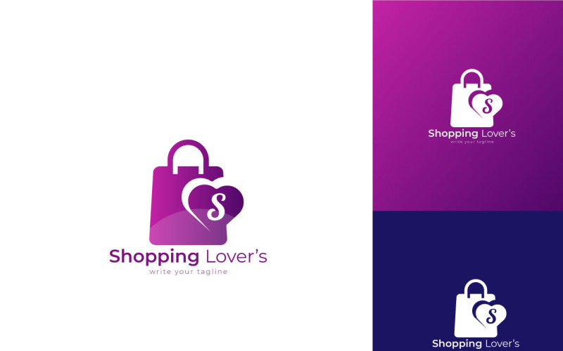 Logo des Shopping-Liebhabers mit Tasche und S-Buchstabe