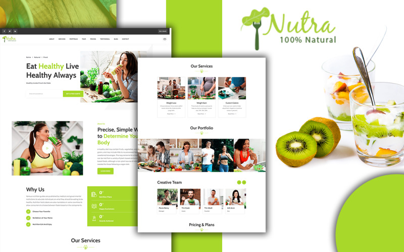 Nutra - Шаблон цільової сторінки HTML5 для служб харчування
