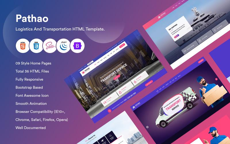 Pathao — szablon HTML dla logistyki i transportu.