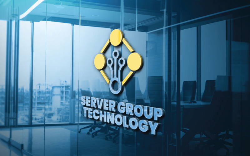 Plantilla de logotipo de grupo de tecnología de servidor