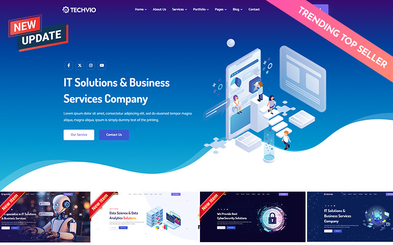 Techvio – IT megoldások és üzleti szolgáltatások többcélú HTML5 webhelysablon