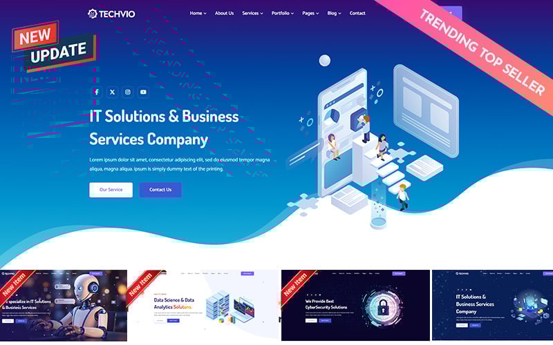 Techvio – Mehrzweck-HTML5-Website-Vorlage für IT-Lösungen und Unternehmensdienstleistungen