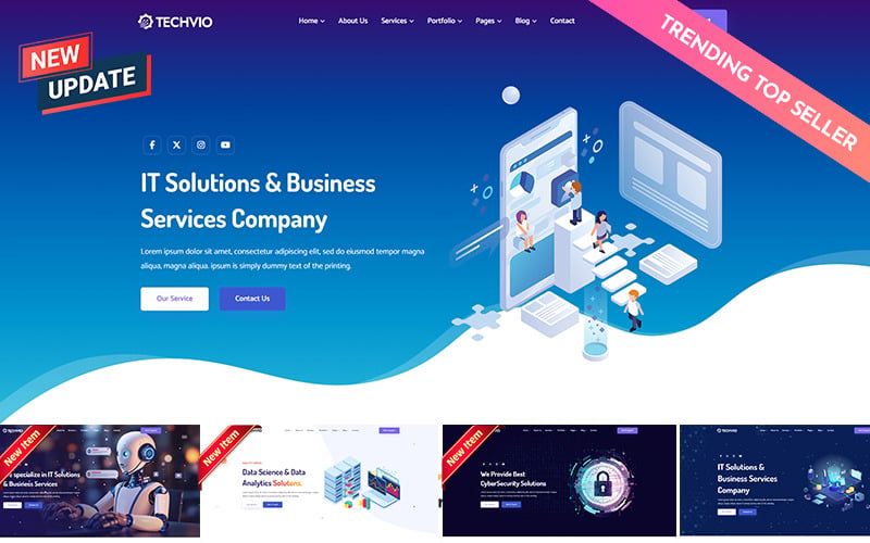Techvio - Rozwiązania IT i usługi biznesowe Uniwersalny szablon witryny HTML5