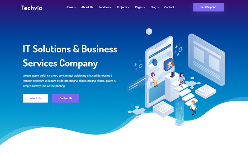 Techvio - Szablon strony internetowej z rozwiązaniami IT i usługami biznesowymi