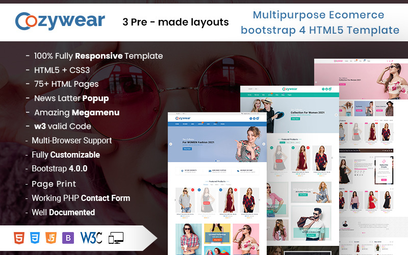 Cozywear - Modèle de site Web HTML pour le commerce électronique de la mode