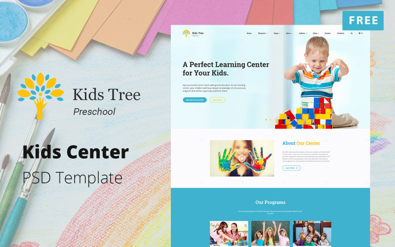 Modelo PSD grátis para Kids Center - Kids Tree