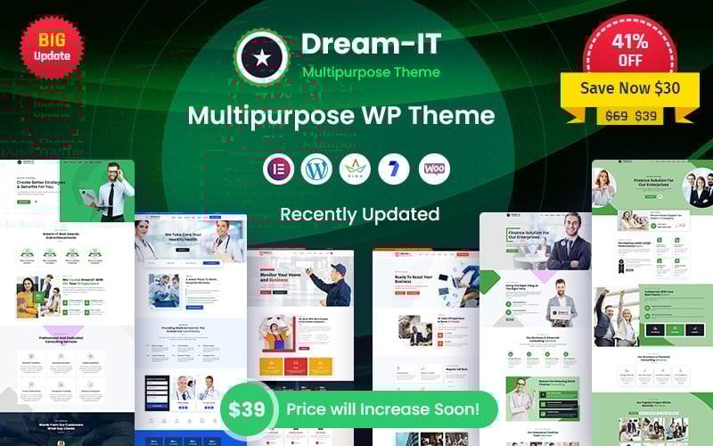 DreamIT - Tema multipropósito adaptable a Elementor para WordPress.