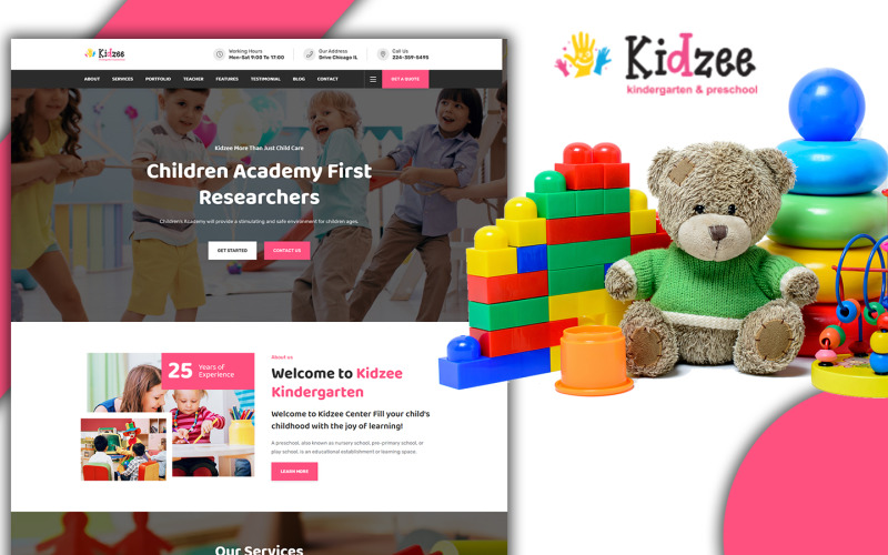 Kidzee - Kinder Garden HTML5-sjabloon voor bestemmingspagina's