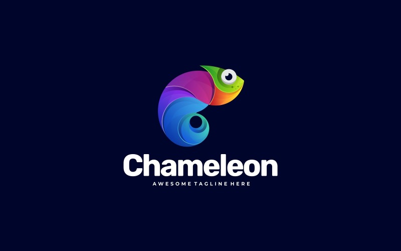 Logotipo colorido degradado de camaleón