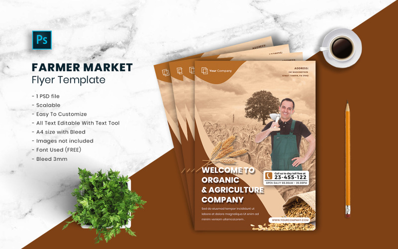 Modèle de Flyer de marché fermier vol.04