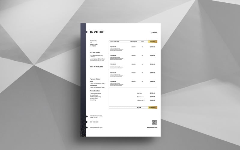 Шаблон фирменного стиля счета-фактуры Axses