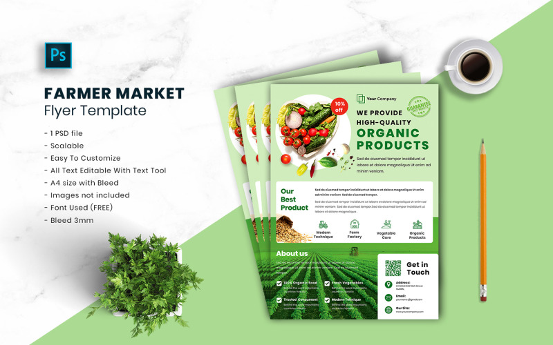Шаблон flyer ринок фермерів, том 10