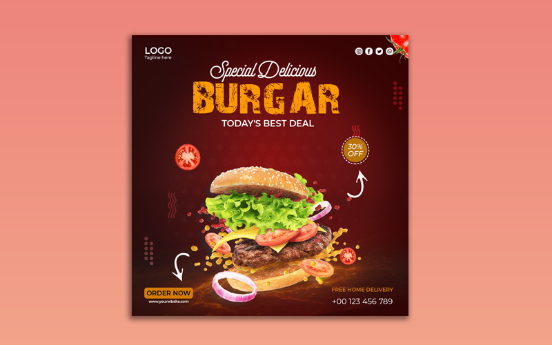 Burger Social Media or Instagram Banner Design